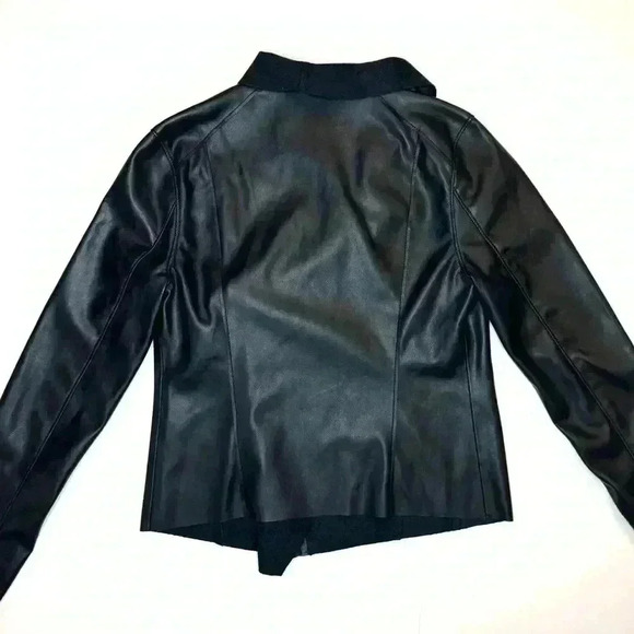 BlankNYC Faux Vegan Leather Waterfall Asymmetrical Zip Motorcycle Jacket Coat S - Picture 3 of 7
